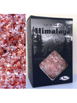 Himalayasalz 1,3mm. Packung mit 1 Kilo. Mit Box