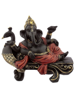 Ganesh-Figur, Pfauenbank - 15cm hoch x 18 cm breit