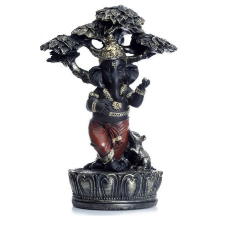 Ganesh-Figur, unter Baum - 23 cm hoch x 14 cm breit