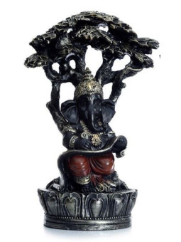 Ganesh-Figur, unter Baum - 21 cm hoch x 14 cm breit