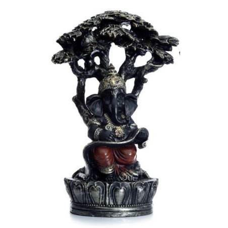 Ganesh-Figur, unter Baum - 21 cm hoch x 14 cm breit