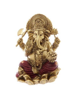 Ganesh Figur, Gold und Rot - 16cm hoch x 11 cm breit