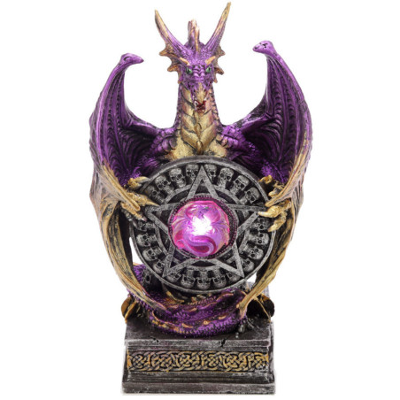 Violetter Drache mit Pentagramm-Schild mit Led-Licht