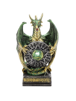 Grüner Drache mit Pentagramm-Schild mit Led-Licht