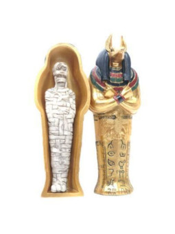 Ägyptischer Sarkophag Anubis 15 cm lang mit Mumie