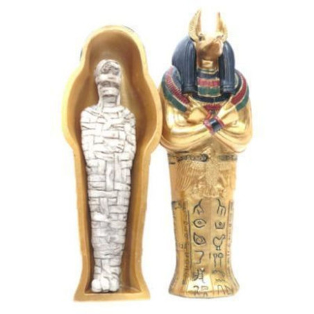 Ägyptischer Sarkophag Anubis 15 cm lang mit Mumie