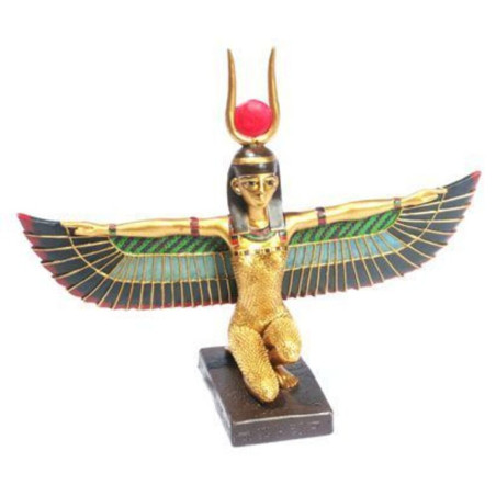 Ägyptische goldene Isis Figur mit ausgestreckten Flügeln.  25 cm breit