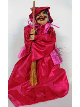 Laufende rote Hexe mit Licht und Ton 30cm