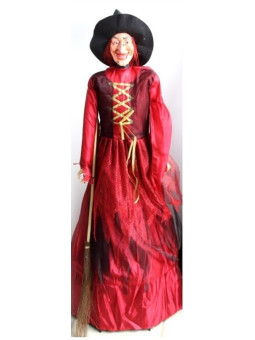 Rote Hexe mit Licht, Ton und Bewegung 100cm