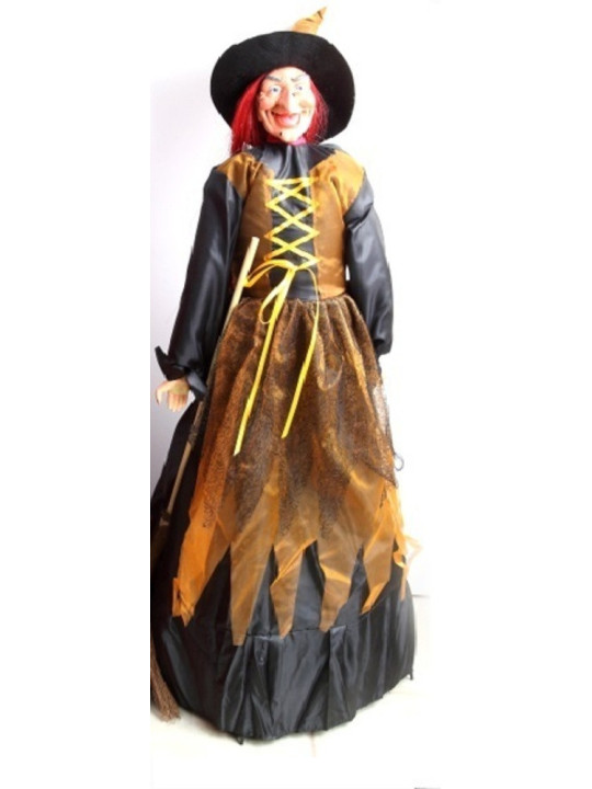 Orange-schwarze Hexe mit Licht, Ton und Bewegung 100cm
