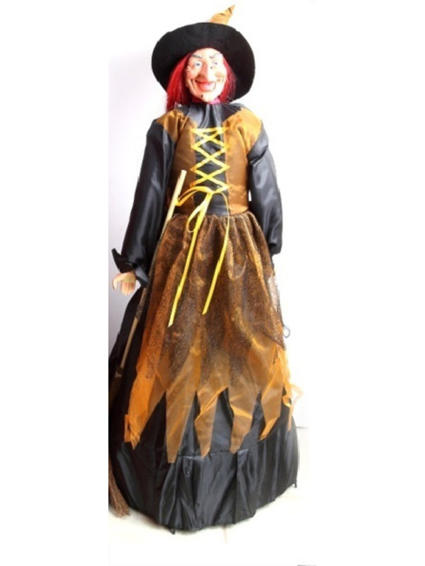 Orange-schwarze Hexe mit Licht, Ton und Bewegung 100cm