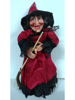 Rote Hexe mit Licht, Ton und Bewegung 22cm