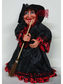 Schwarze Hexe mit Licht, Ton und Bewegung 22cm