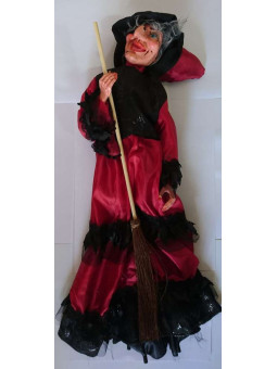 Rote Hexe mit Licht, Ton und Bewegung 45cm