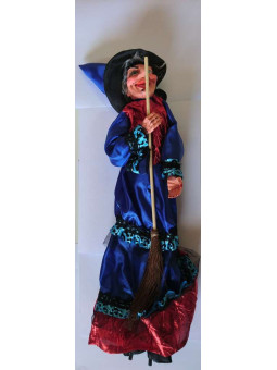 Blaue Hexe mit Licht, Ton und Bewegung 45cm