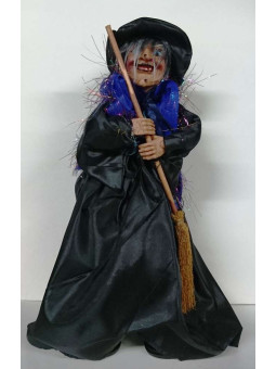 Laufende schwarze Hexe mit Licht und Ton 30cm