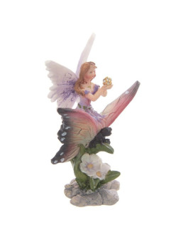 Fliederblütenfee auf Schmetterling 10 cm hoch x 8 cm breit