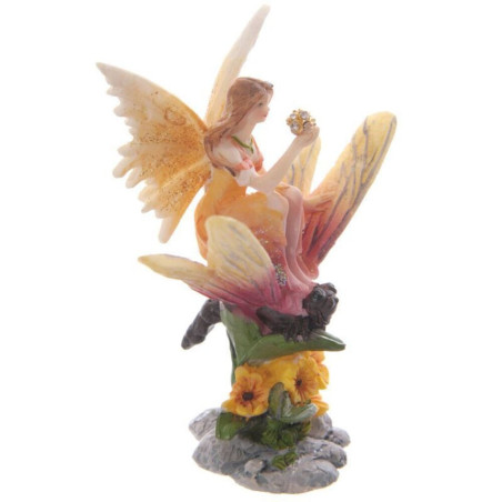 Orangefarbene Blumenfee auf Schmetterling 10 cm hoch x 8 cm breit