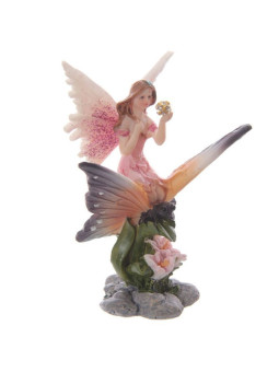 Rosa Blumenfee auf Schmetterling 10 cm hoch x 8 cm breit