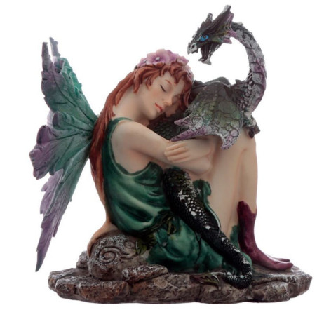 Fee Geist des Waldes, Drache flüstert. Höhe 12cm X 11cm Tiefe.