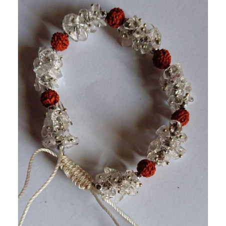 Kristallquarz Mineralien-Chip Armband mit Rudraksh