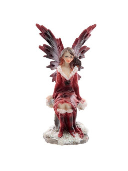 Rote Fee sitzend, 9 cm x 5 cm