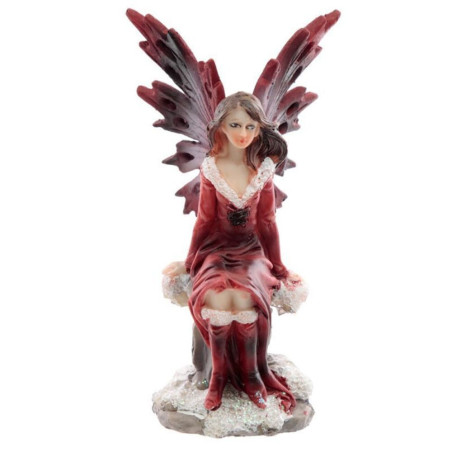 Rote Fee sitzend, 9 cm x 5 cm