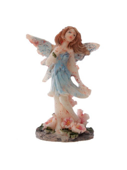 Fee der Blumen und Wiesen Blaues Kleid. Höhe 5,5 cm X 3,5 cm Tiefe.