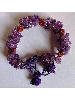 Amethyst Mineralien-Chip Armband mit Rudraksh