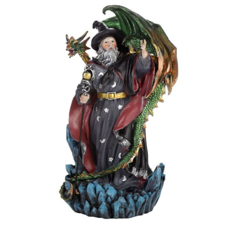 Drachenfigur mit Zauberergeist, 23cm H x 12,5B x 12,5Cm