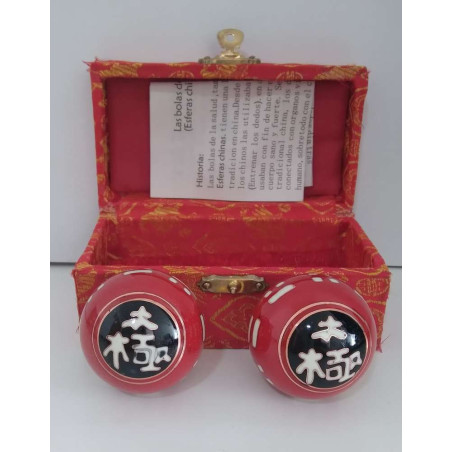 Chinese Health Ball Red Sphere, Taichi Symbol.