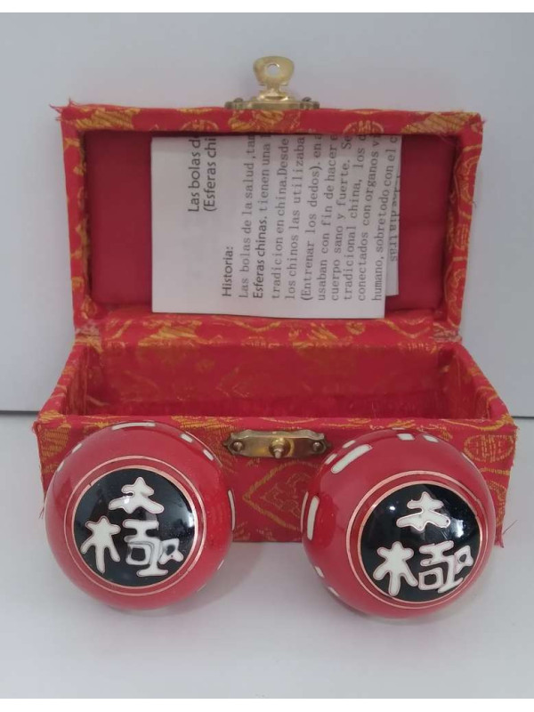 Chinese Health Ball Red Sphere, Taichi Symbol.