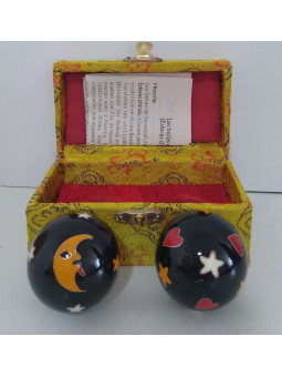 Schwarze chinesische Kugel Gesundheit Ball, Mond-Stern-Symbol.