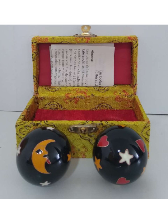 Schwarze chinesische Kugel Gesundheit Ball, Mond-Stern-Symbol.