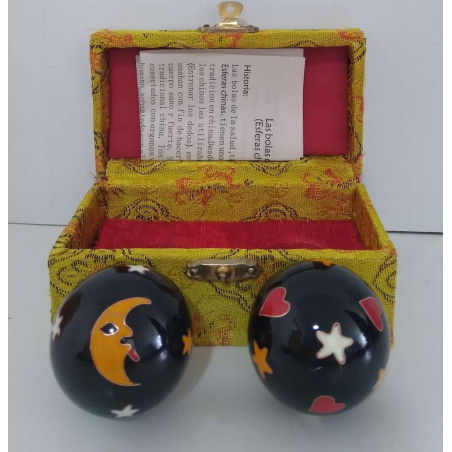 Schwarze chinesische Kugel Gesundheit Ball, Mond-Stern-Symbol.