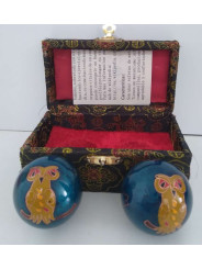Blaue chinesische Kugel Gesundheit Ball, Eule.