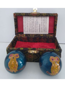 Blaue chinesische Kugel Gesundheit Ball, Eule.