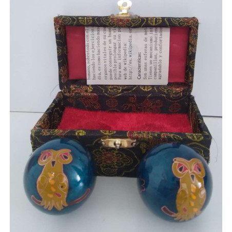 Blaue chinesische Kugel Gesundheit Ball, Eule.