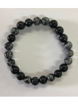Elastisches Schneeflocke-Obsidian Armband