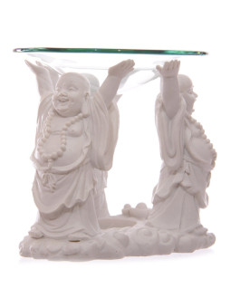 3 Lachende Buddhas Ölbrenner 11 cm hoch x 12 cm breit.