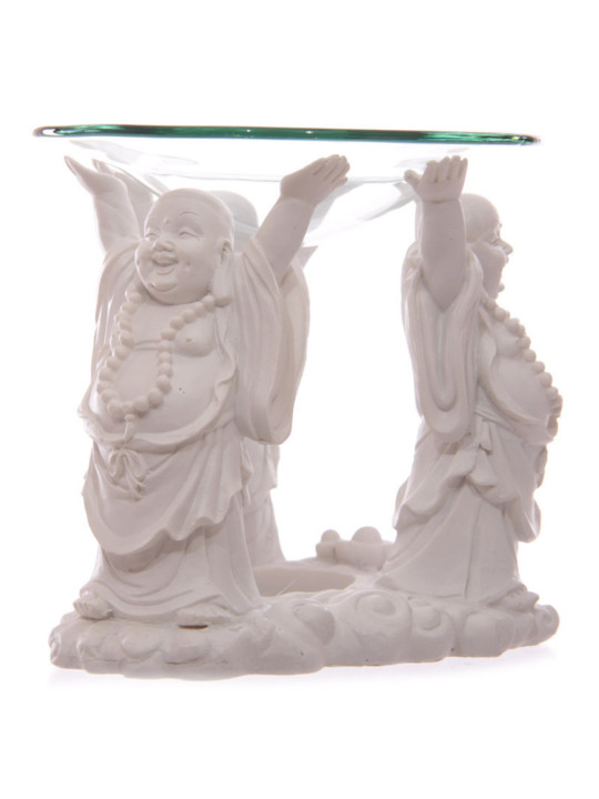 3 Lachende Buddhas Ölbrenner 11 cm hoch x 12 cm breit.