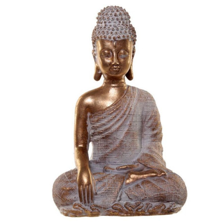 Thailändische Erleuchtungs-Buddha-Figur, Weiß und Gold. 21 cm