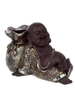 Braun und Silber Chinesisch Lächelnde Buddha Tee-Kerze-Halter