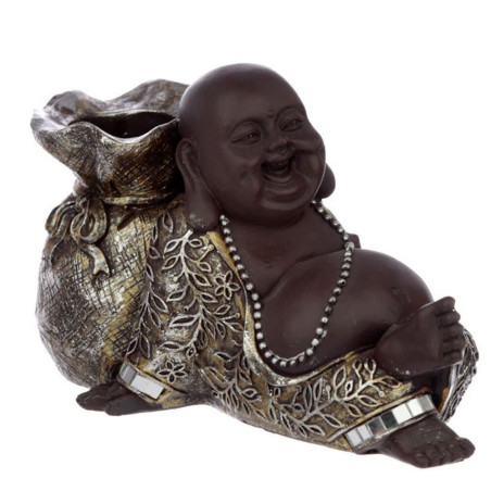Braun und Silber Chinesisch Lächelnde Buddha Tee-Kerze-Halter