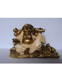 Harz Buddha Reichtum Boot mit weißem Gewand, 13,5 x 8Cm