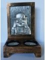 Kerzenständer aus Holz, Buddha aus Harz 10x16cm
