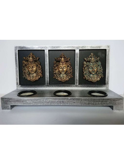 Buddha-Kerzenhalter aus Harz - Holz. 27x15,5cm