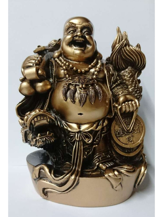 Buddha aus Harz mit Drache 18x12cm