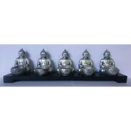Buddha-Kerzenhalter aus Harz - Holz. 42 x 12cm