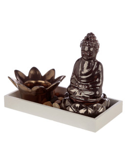 Buddha und Lotus Kerze Räucherstäbchenbrenner und Kerzenständer. Buddha 13 cm hoch x 7 cm breit